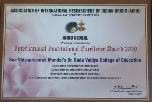 International Institutional Excellence Award 2020